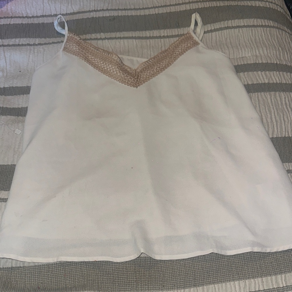 SHEIN White and Tan Camisole Top